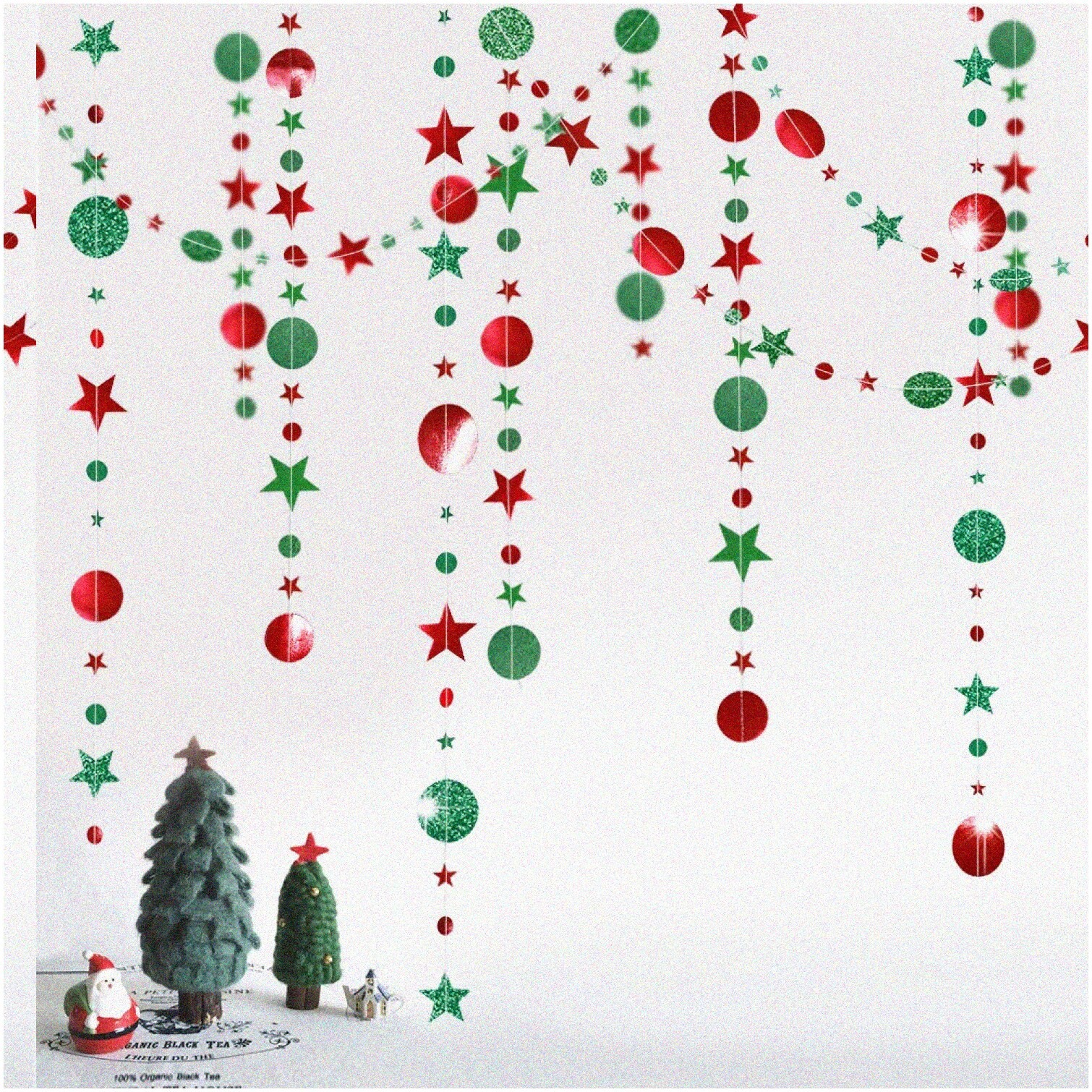 Sparkling Holiday Garland with Glitter Stars and Dots