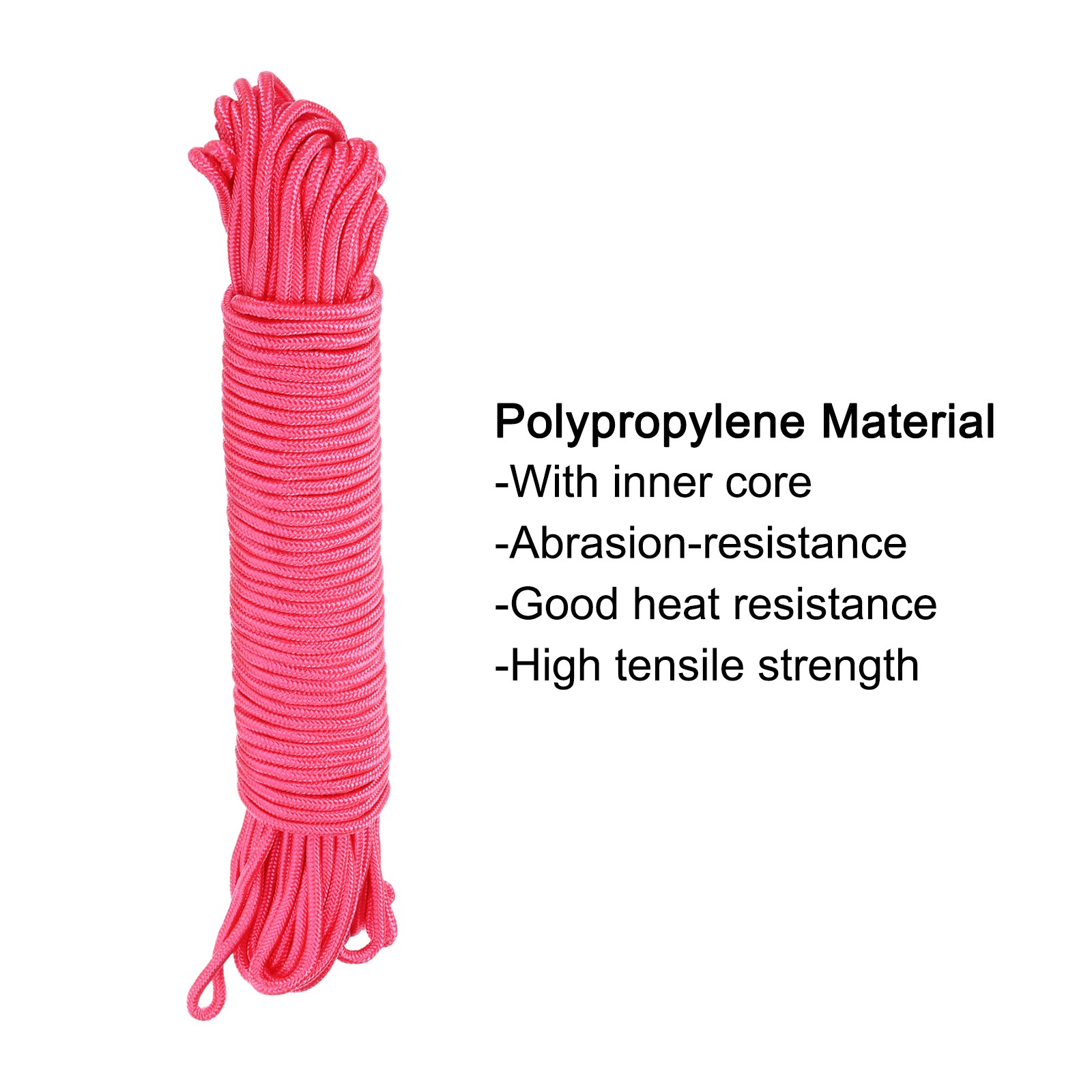 Braided Polypropylene Rope 42M/138ft 7mm Pink for