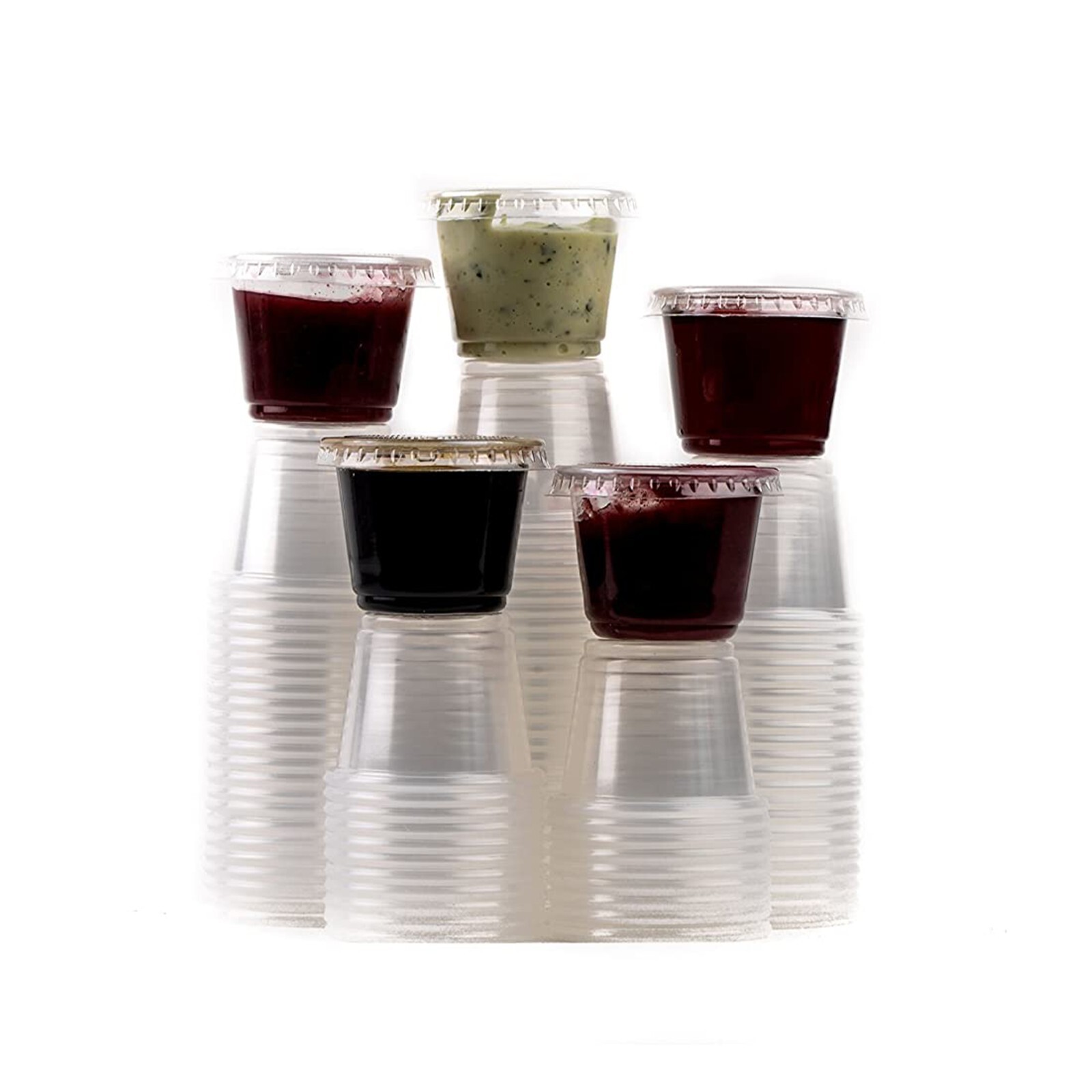 20 Pack – Clear Plastic Disposable Portion Cups with Lids 1 Oz.