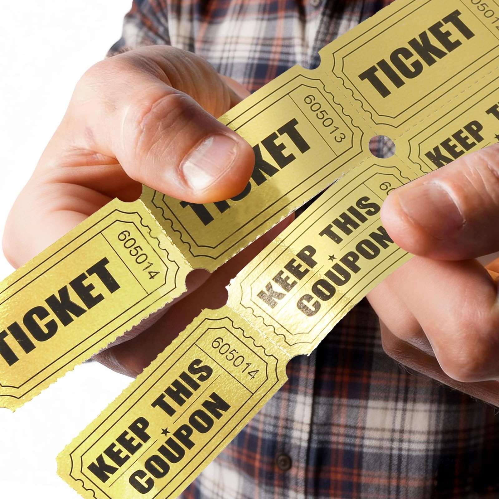 4000 PCS Raffle Tickets 4 Rolls Gold Metallic Foil Double Roll For Events