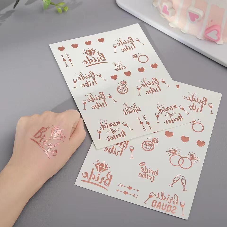 6pcs/set Bride To Be Veil Sash Temporary Tattoo Bachelorette Party Decoration
