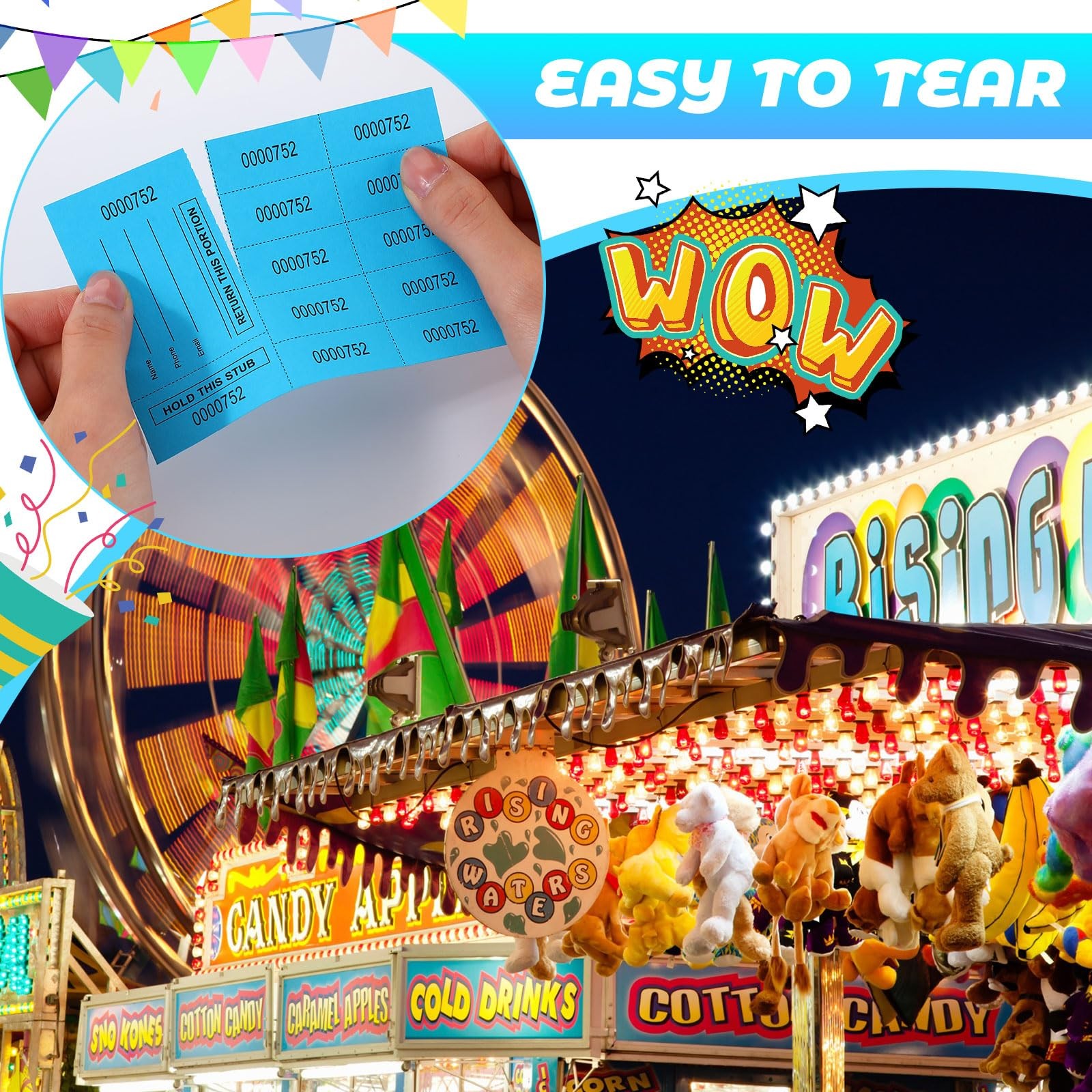1000 Sheets Lake Blue 10 Bid Raffle Tickets Numbered With Name Phone Number