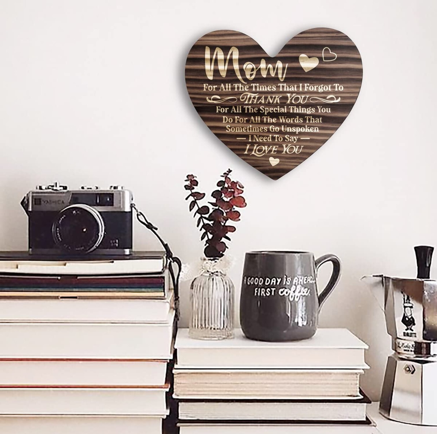 Thank You Mom Gifts, from Daughter or Son Wood Signs, Gift Wood Plaque Heart,…