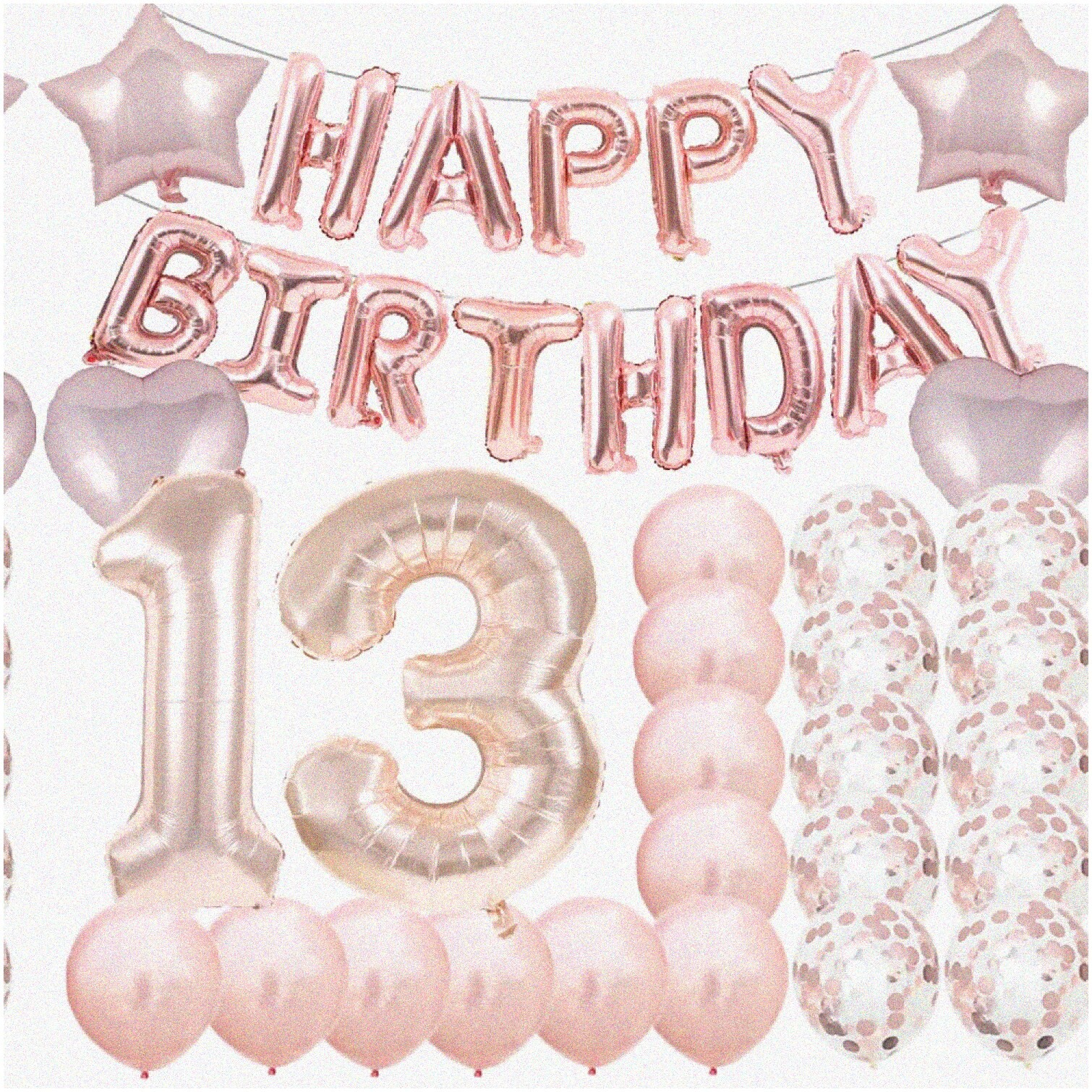 Rose Gold 13th Birthday Party Decorations Kit