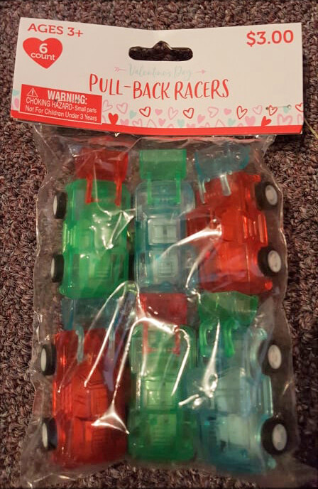 Valentine Party stickers, pull back cars, photo booth props, plaster craft kits