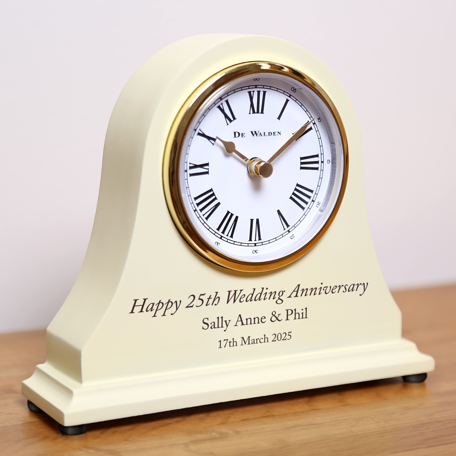 25th Silver Wedding Anniversary Personalised Mantel Clock 25 Year Gift Ideas