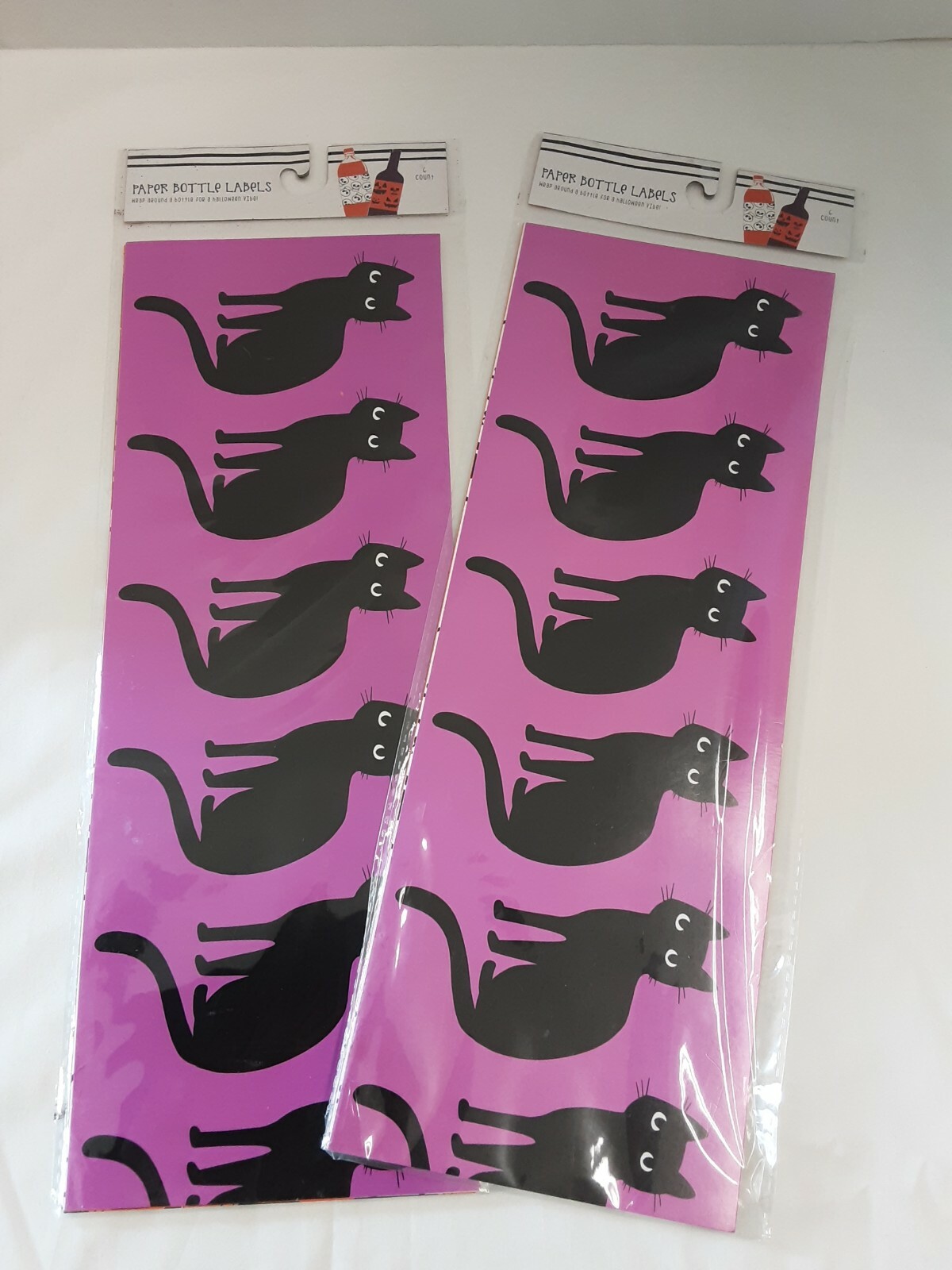 Lot X2 Halloween Paper Bottle Labels (6 Count Ea.) Great For Any Bottle, BNIP!
