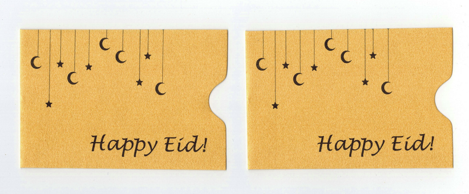 Happy Eid Golden Gift Card Sleeve Holder (2.4 x 3.5 inches,10 pack)