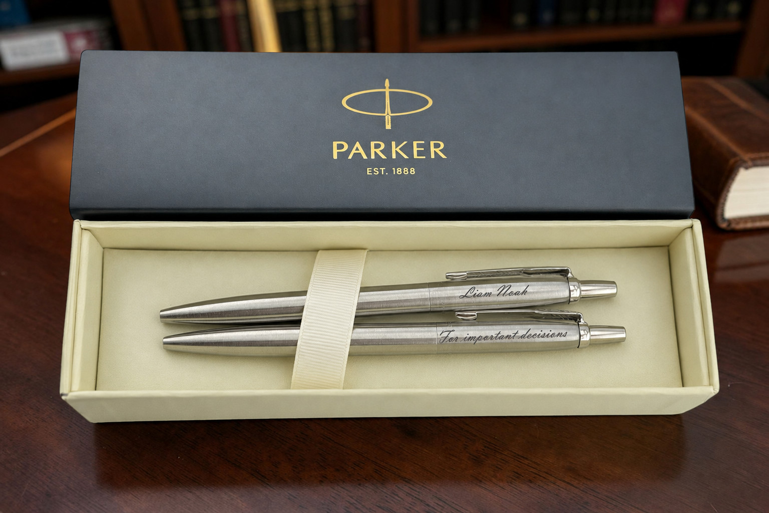 Personalized Engraved Parker IM Ballpoint Pen, Parker Gift Box, Black/Blue Ink