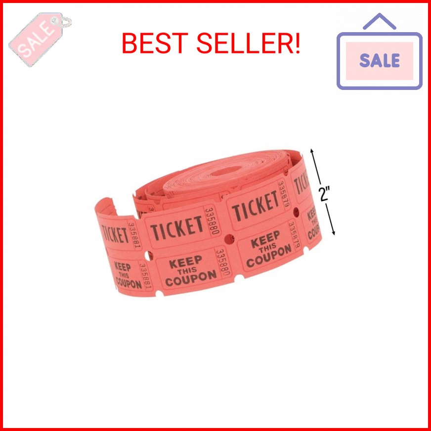 Double Ticket Roll – 2″ x 2″, Assorted Colors, 500 Pcs