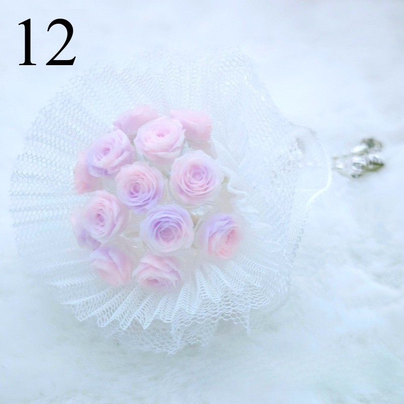 1PC Handmade Beaded Pens Decor with Hole Fringe Chain DIY Mini Lace Rose Bouquet
