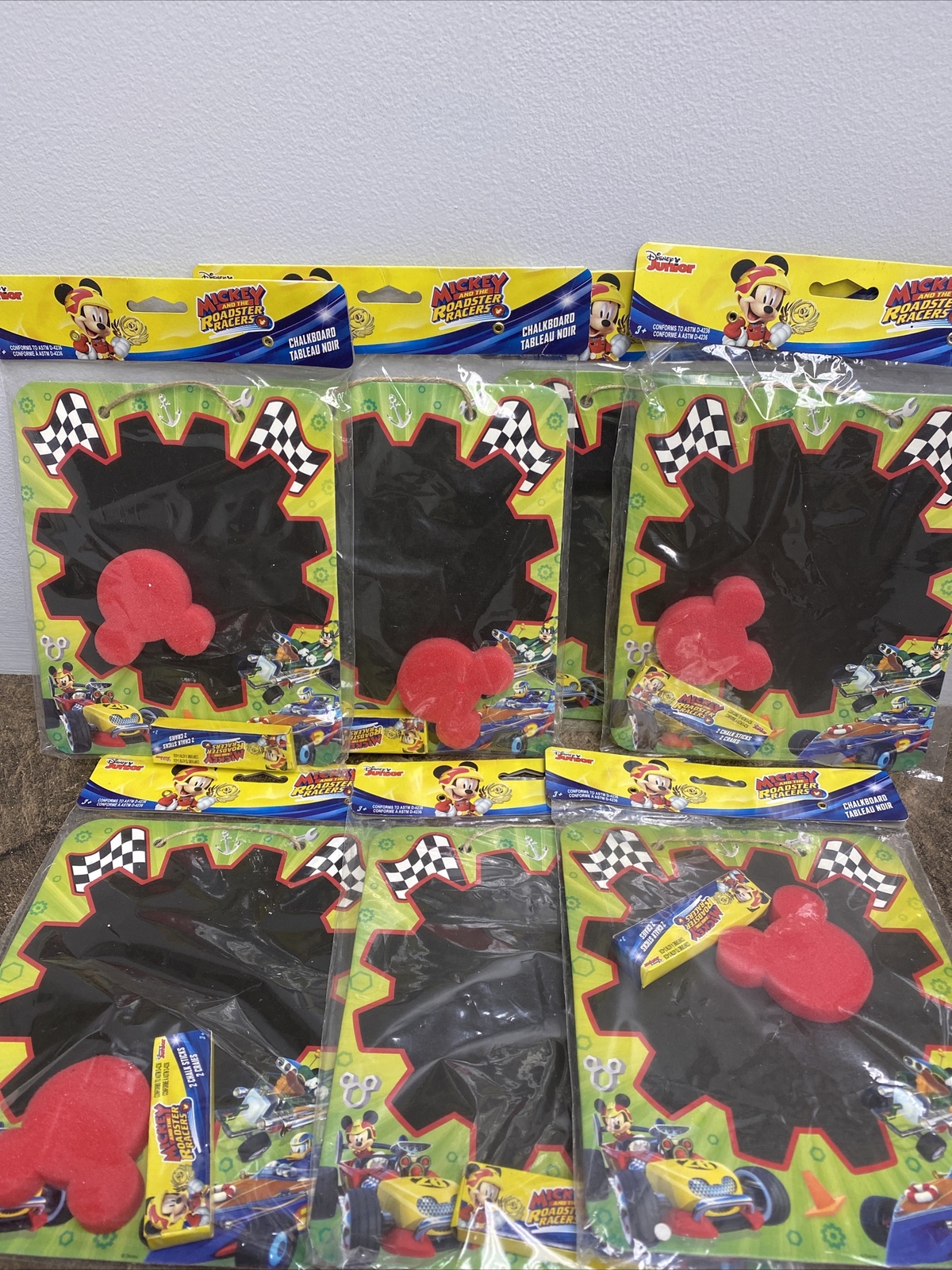 Lot Of 7 Mickey Mouse The Roadsters Racers Chalkboards Birthday Party Favors NEW