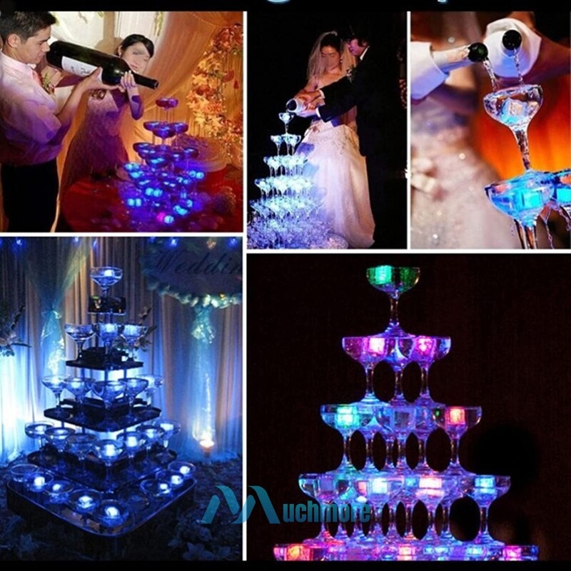 20Pcs Multi Color Flash LED Ice Cube Water-Activated Flashing Blinking Glowing