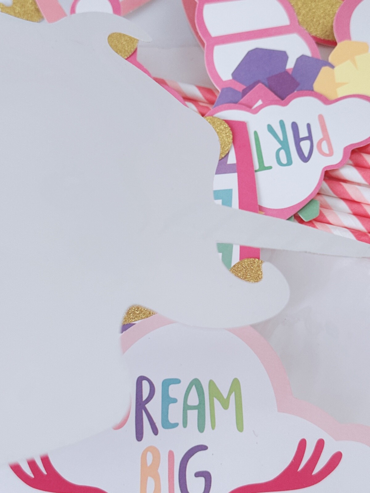 Girl Teen Unicorn Rainbow Pony Birthday Party Selfie Photo Booth Prop Game Signs