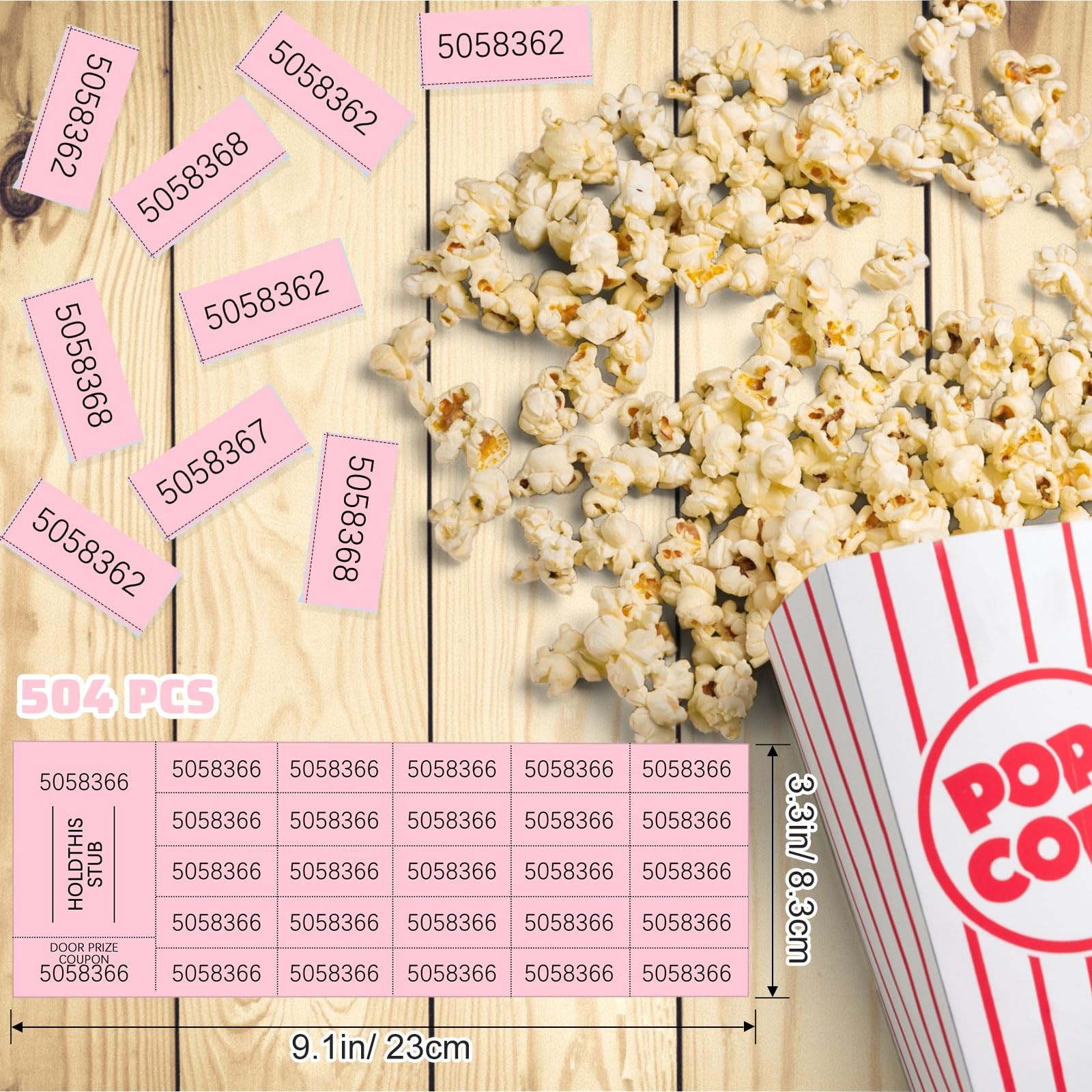 Raffle Ticket Sheet 25 Bid 504 Count Pink Different Numbers Chinese Auction