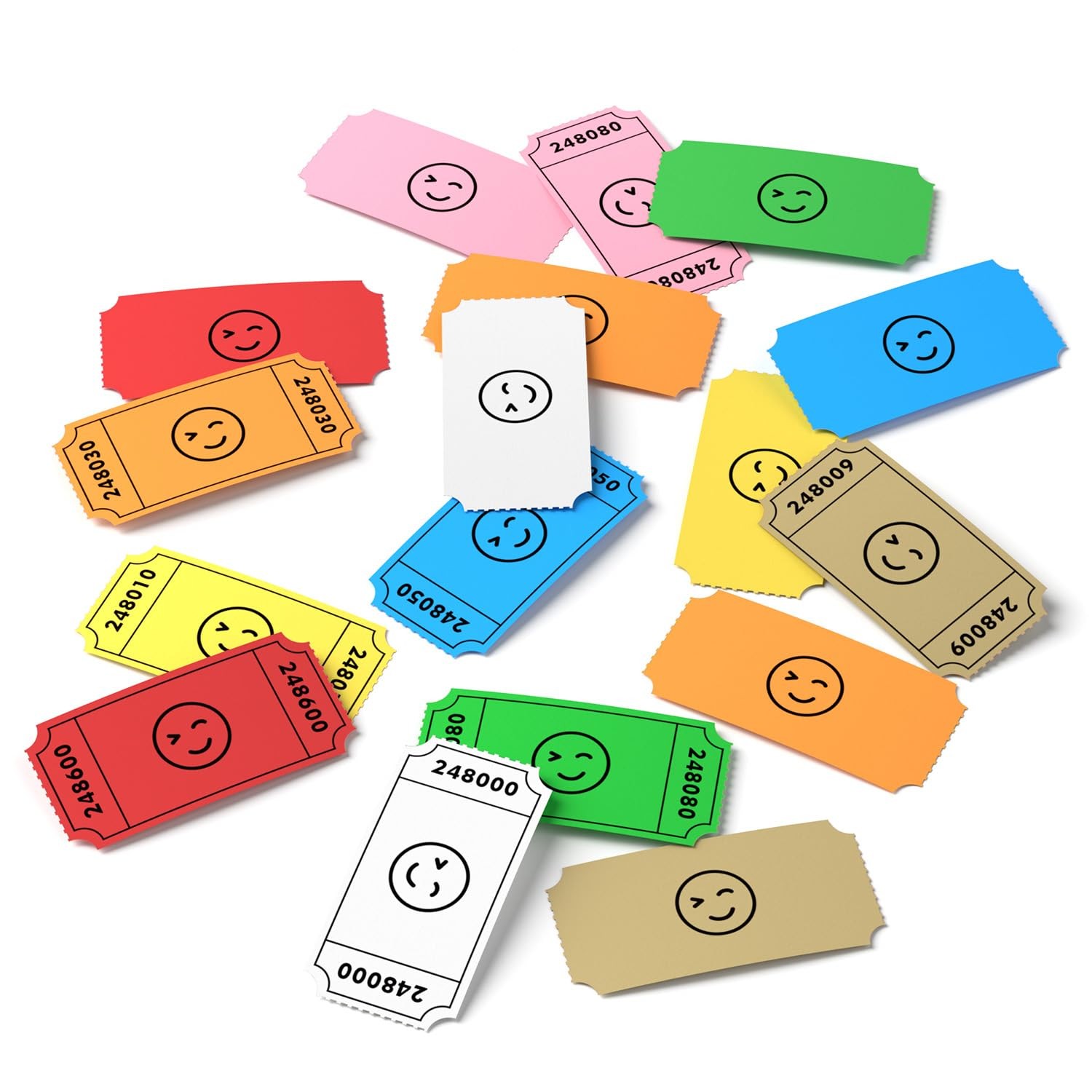 Smile Raffle Tickets Single Roll Green Event Carnival Admission 1000 Count