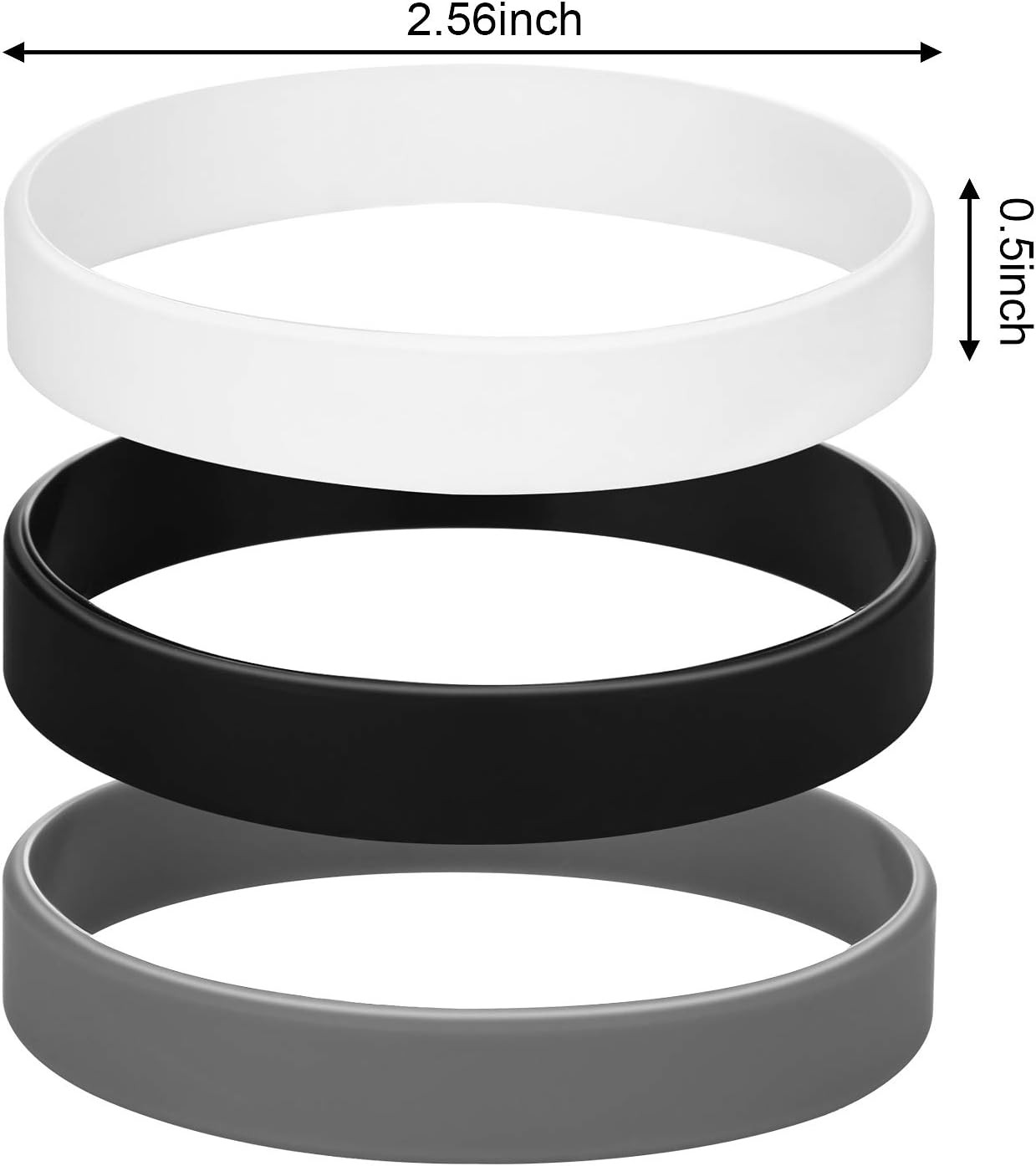12 Pieces Rubber Bracelets, Solid Color Silicone Wristbands, Multi-Pack