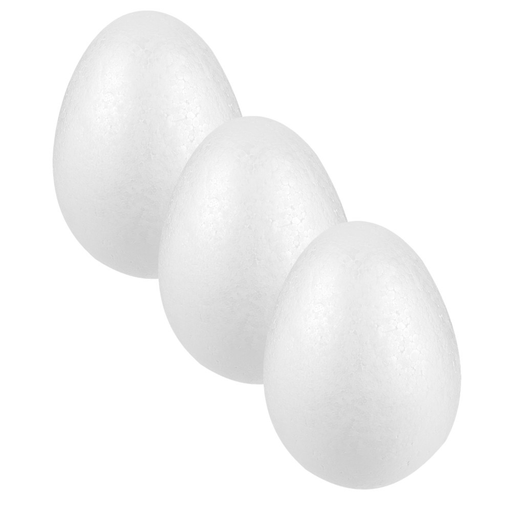 3Pcs Reusable Polystyrene Foam Eggs White DIY Craft Easter Painting Decoration