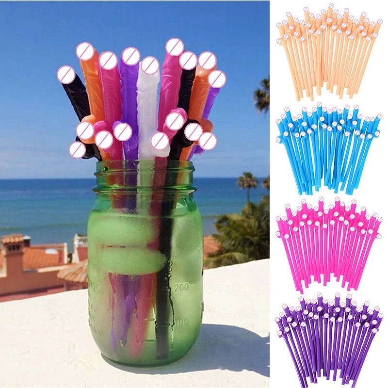 50 Novelty Penis Straws Bachelorette Party Supplies Decorations Dick Drinking.