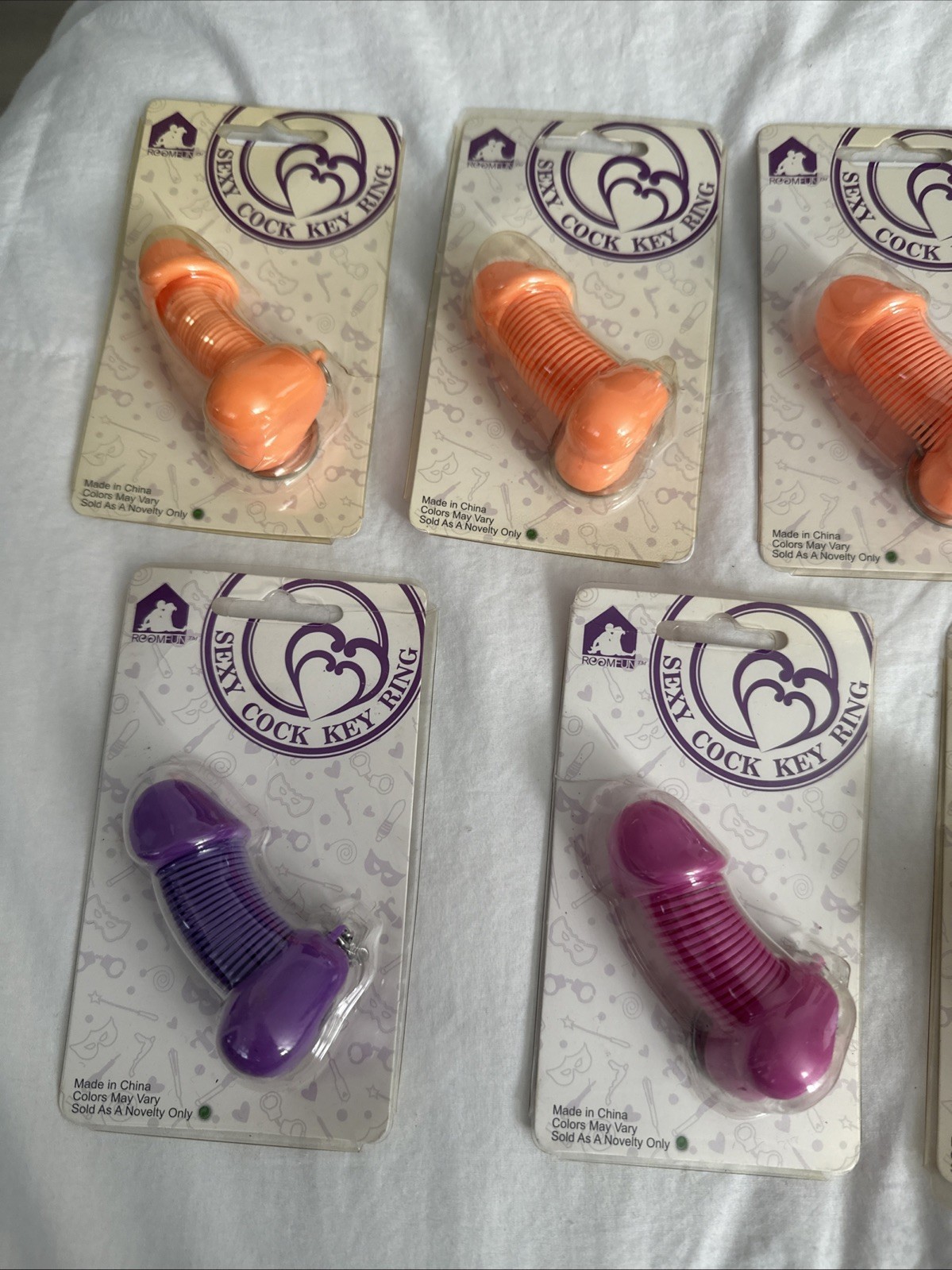 LOT OF 7 Penis Willy Dick Novelty Keychain, Key Ring, Purse Fob bachelorettes