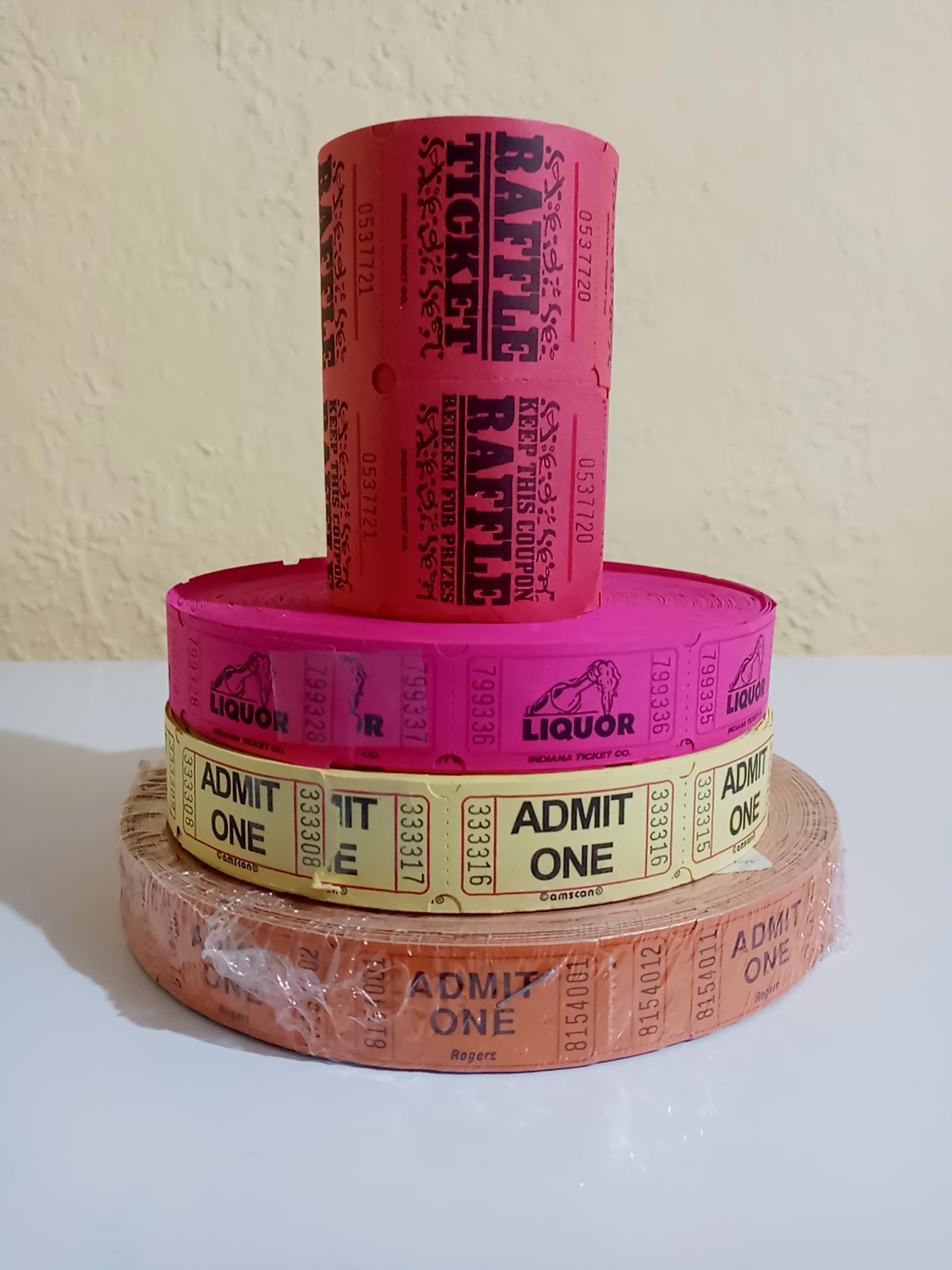 Lot of Raffle Tickets rolls ephemera, party, mixed types and colors crafts