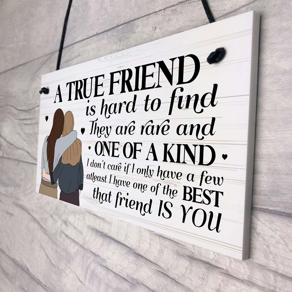 A True Friend Wooden Hanging Sign Best Friend Friendship Door Plaque