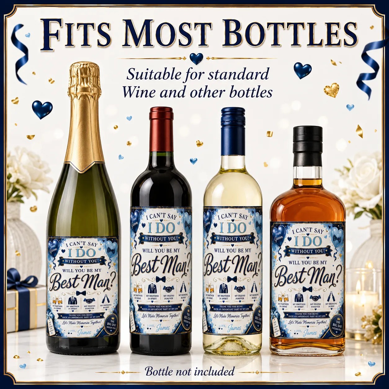Personalised Best Man Proposal Bottle Label Sticker Wedding Gift