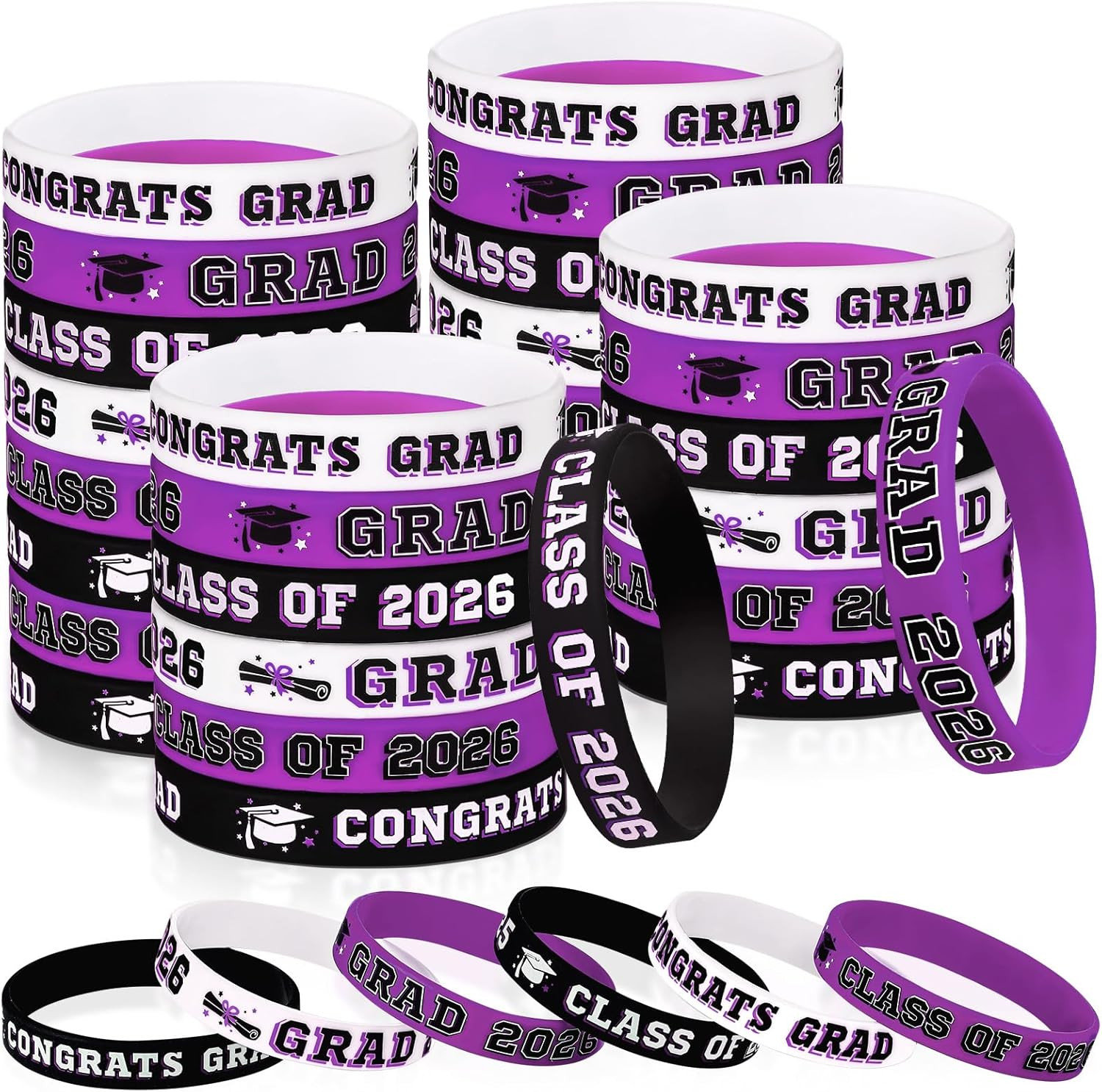 36Pcs Class of 2026 Graduation Silicone Bracelets Congrats Grad Party Favors