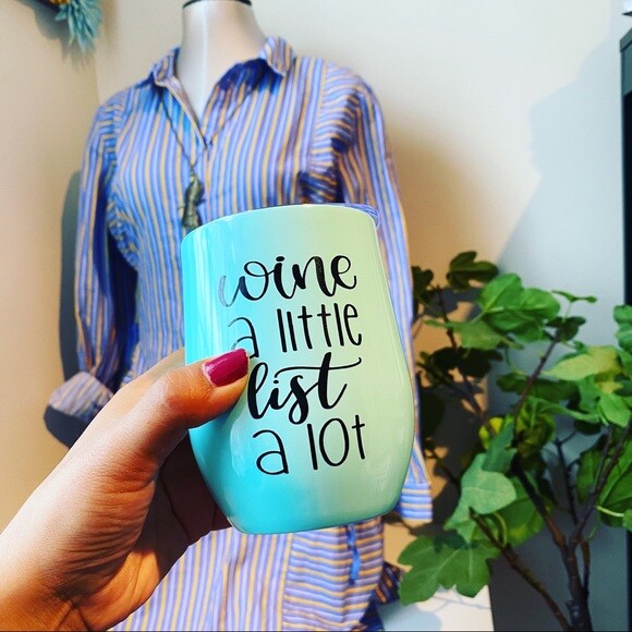 Stainless Steel Wine tumbler cup teal for a Reseller Wine a little List o Lot
