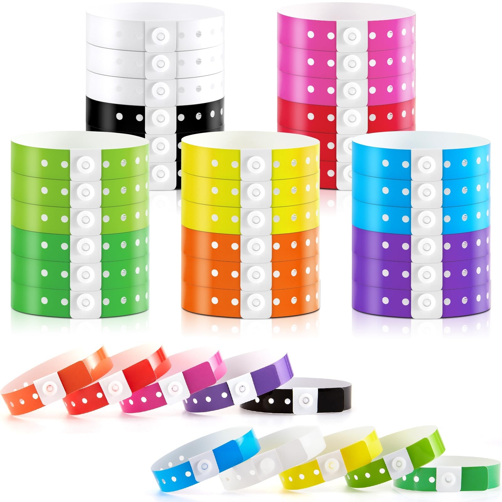 300 Pcs Multicolor Plastic Wristbands for Events Vinyl Wristband Plastic Brac…