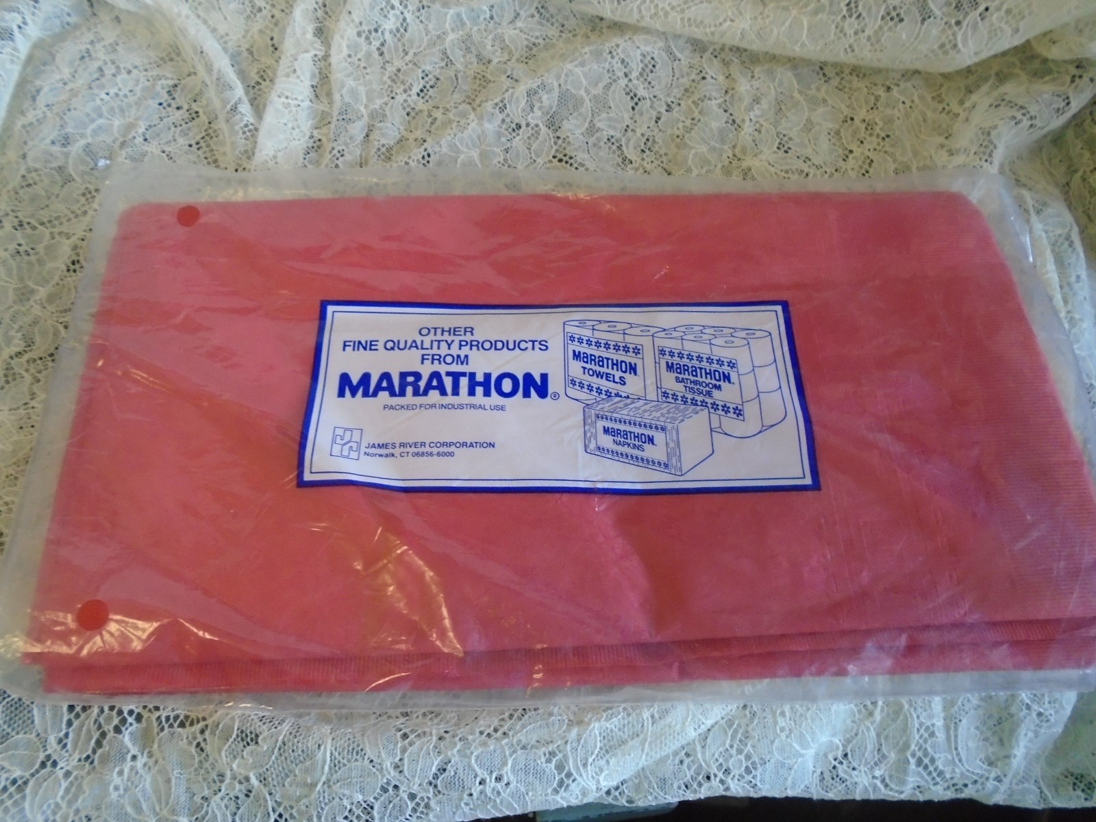 Vintage Marathon Tablecloth Paper linensoft 54x 108 2 pack sealed red Christmas