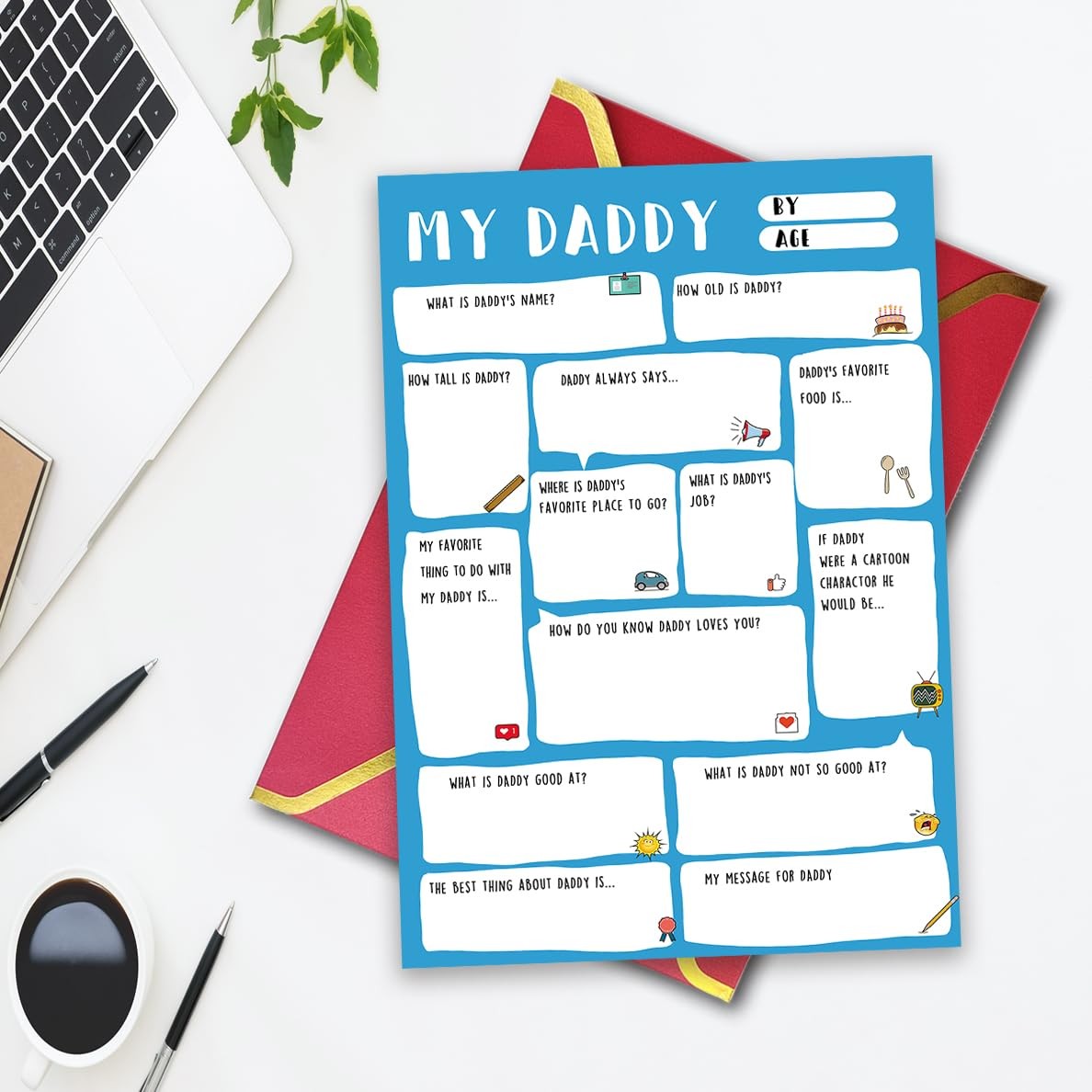 Ziwenhu Daddy Fathers Day Card,Funny 8 inches x 5.3 inches, 64