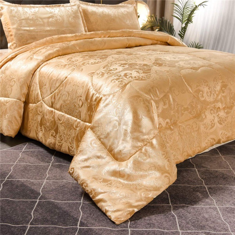 King Size Comforter Set All Season Gold Bedding Comforter Sets Silk Jacquard