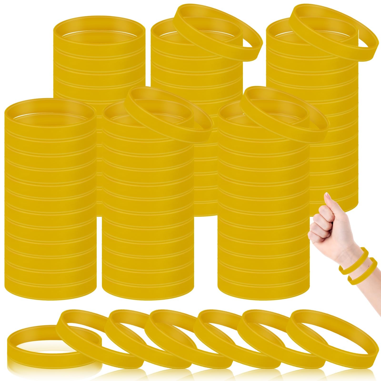 100 Pcs Solid Color Rubber Wristbands Rubber Bracelets Silicone Wristbands Sp…