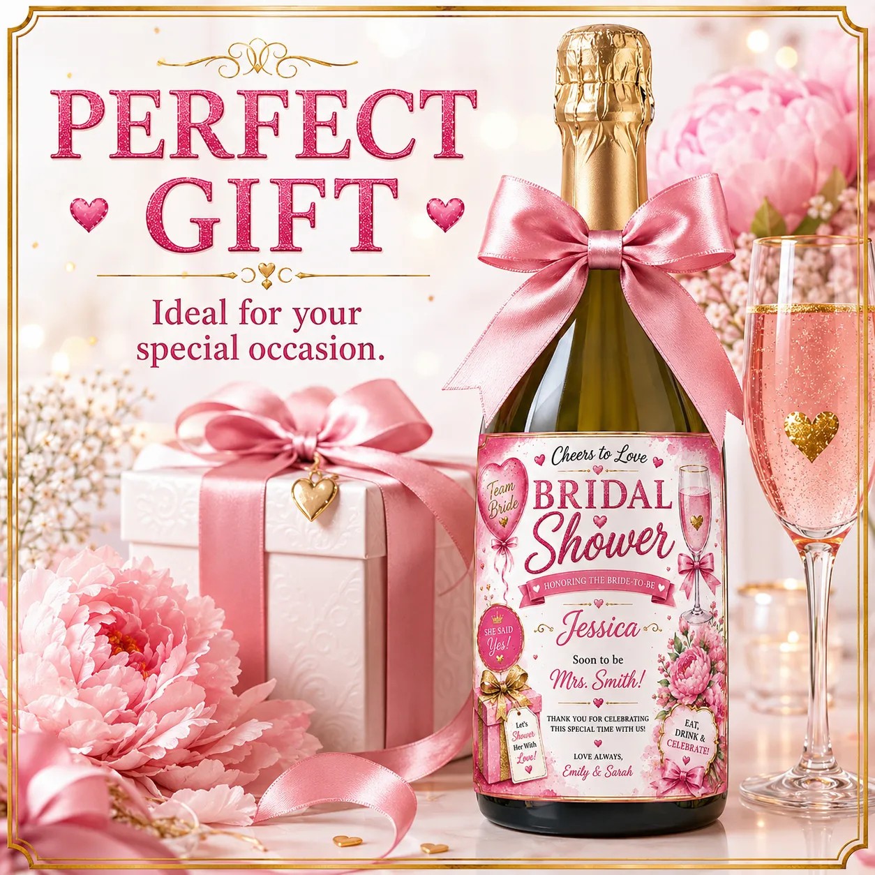 Personalised Bridal Shower Bottle Label Sticker Bride to Be Gift Decoration