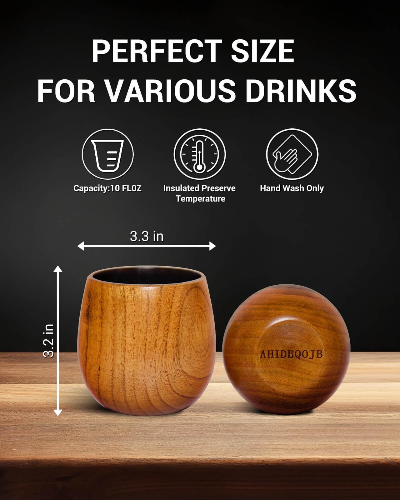 Wooden Bourbon Drinking Glass – Charred Wooden Whiskey Cup – Whiskey Glass fo…