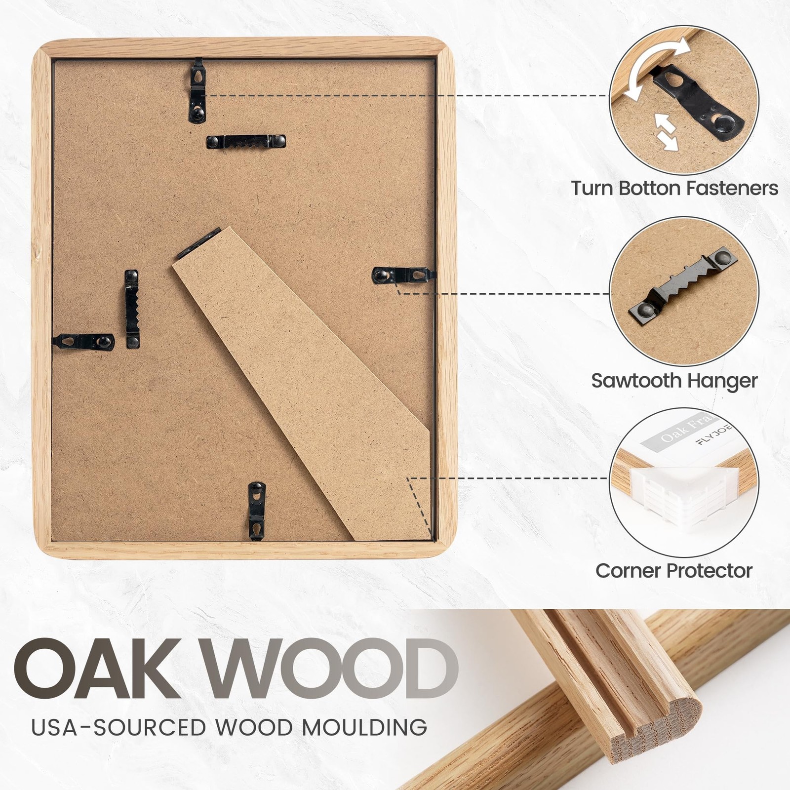 5×7 Picture Frame, Natural Solid OAK Wood Photo Collage Frame with HD Tempere…