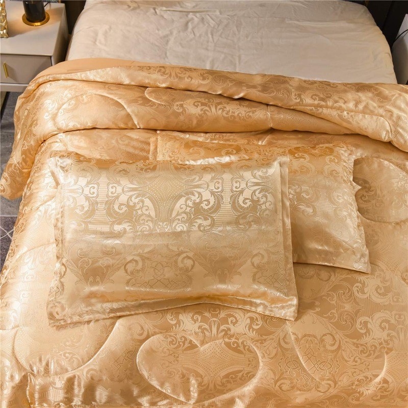 King Size Comforter Set All Season Gold Bedding Comforter Sets Silk Jacquard