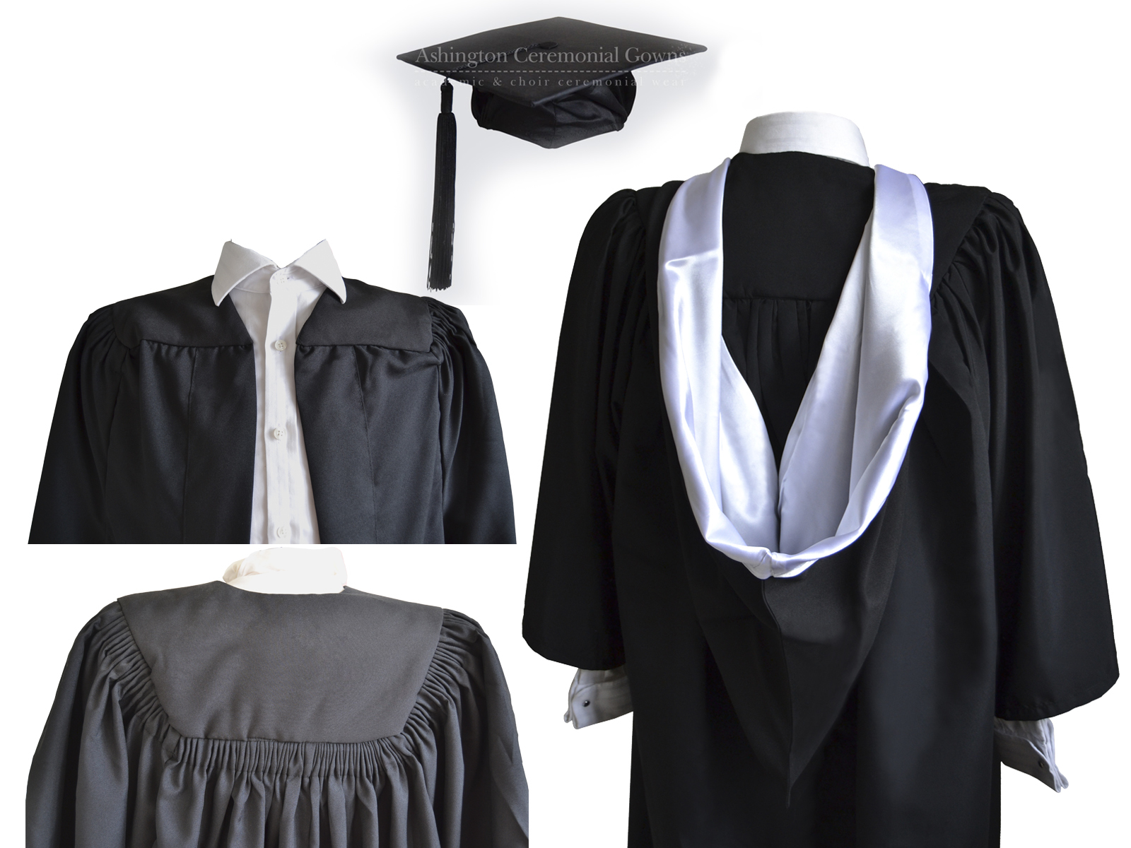 Luxury Graduation Gown & Hat Burgon Hood/Cap Set University Bachelor Adult Robe