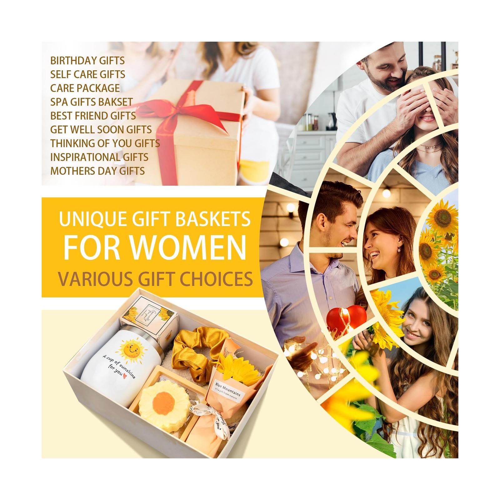 Birthday Gifts for Women, Sunflower Self-Care Package, Sending Suns… Fast Ship