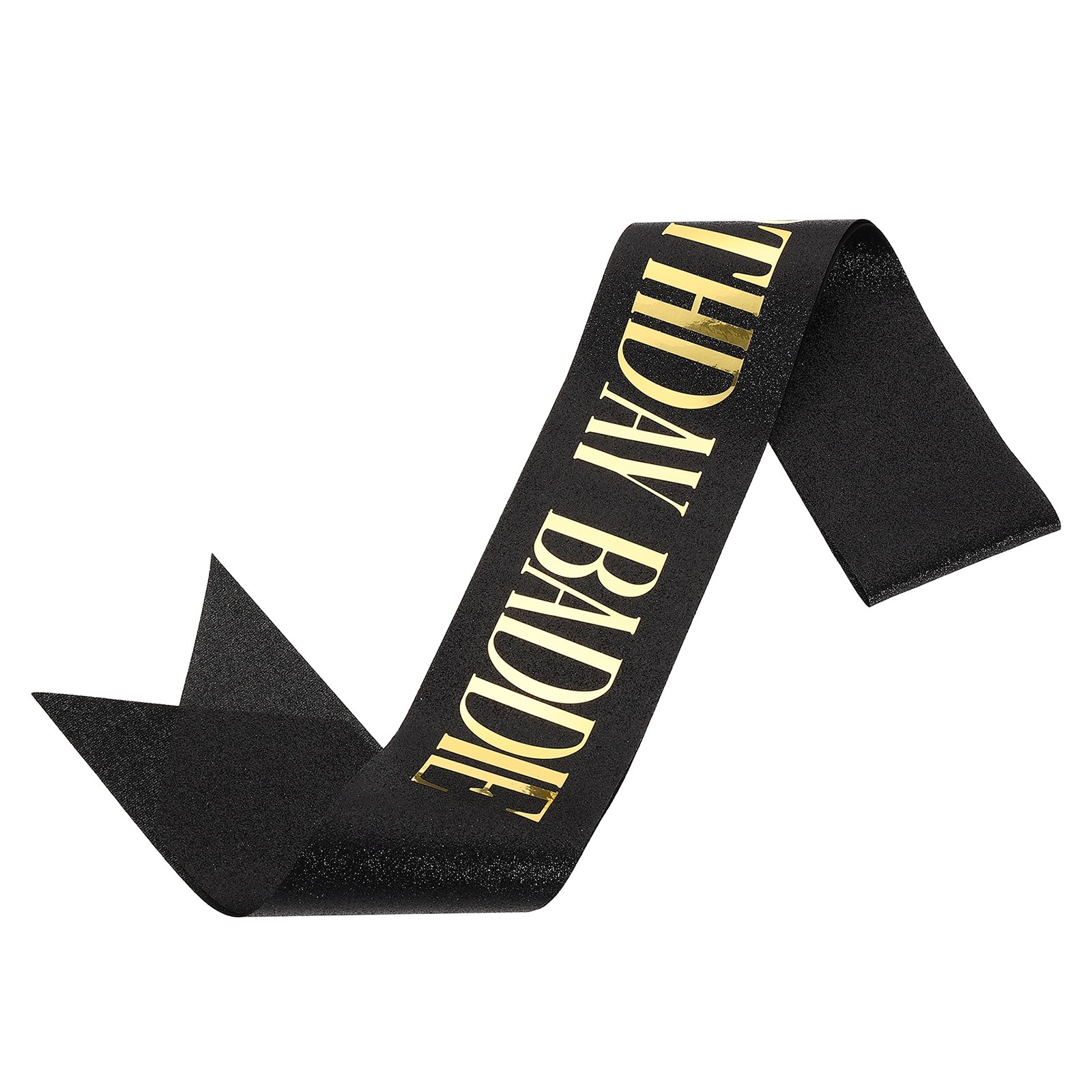 Birthday Baddie Sash with Pin Gold Foil Lettering for Birthday Party, Black