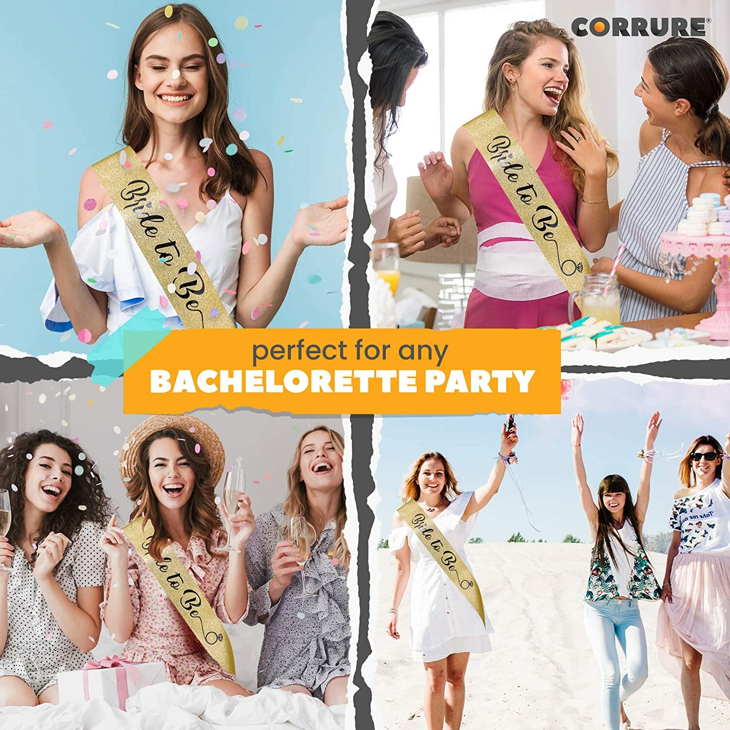 BRIDE TO BE SASH FOR BACHELORETTE PARTY – BRIDAL SHOWER GOLD GLITTER SASH