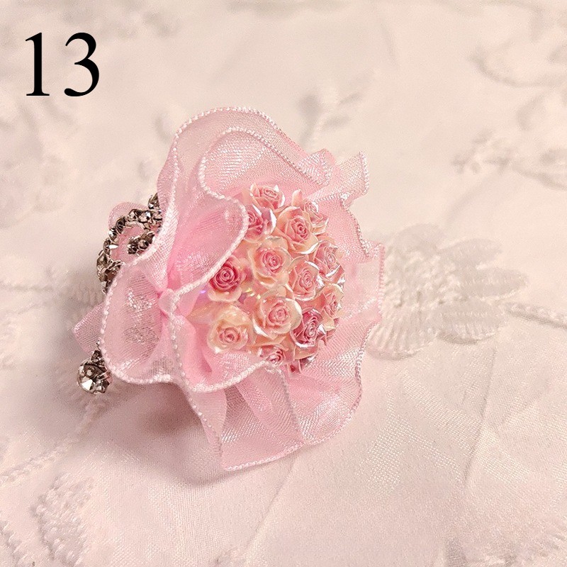 1x Heavy-Duty Mini Rose Bouquet Lace Flower Doll DIY Decoration Tassel with Hole