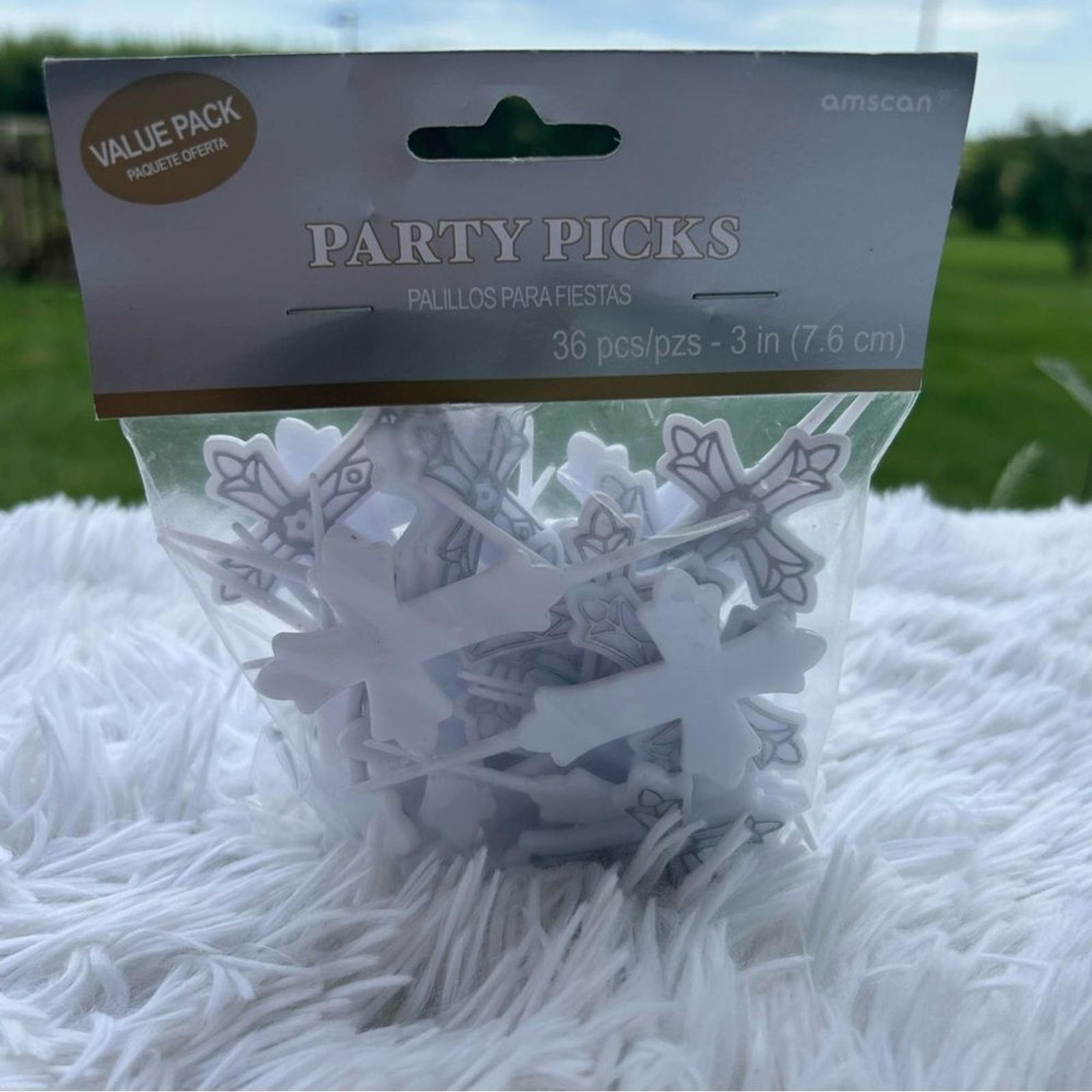 White Cross Food Picks for Baptism, Communion, Confirmation, Weddings NEW