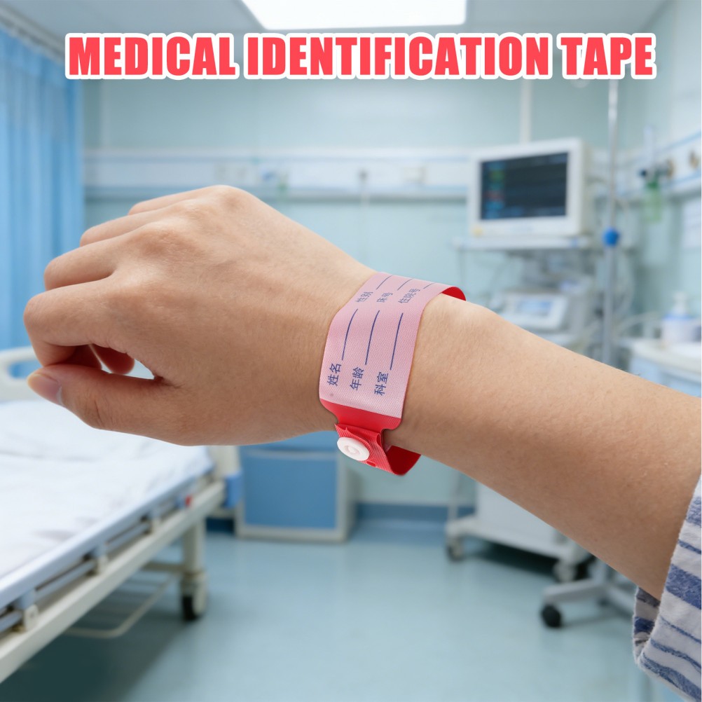 100Pcs Red Event Wristbands Plastic Hospital Patient Identification Bands
