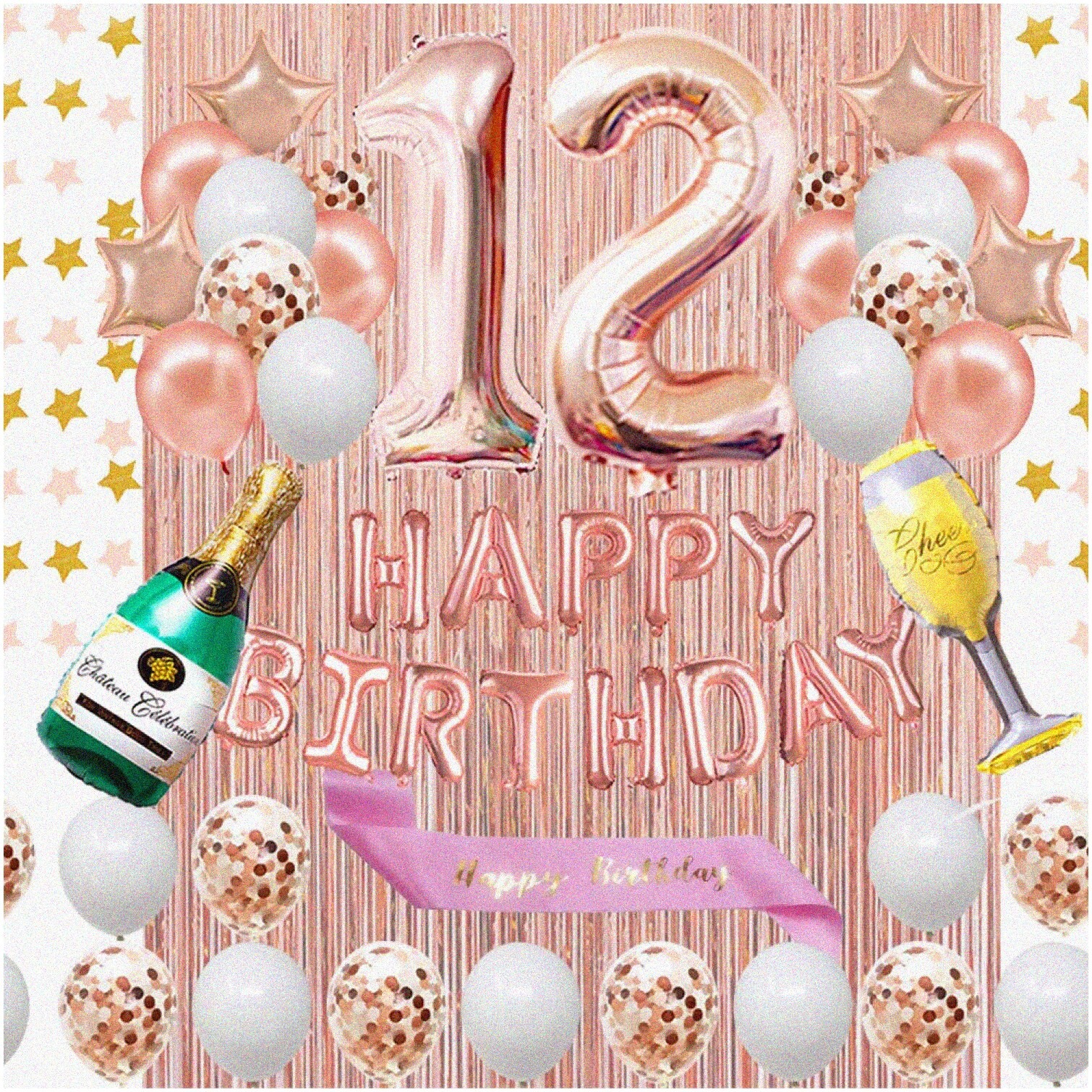 Rose Gold 12th Birthday Party Decoration Set