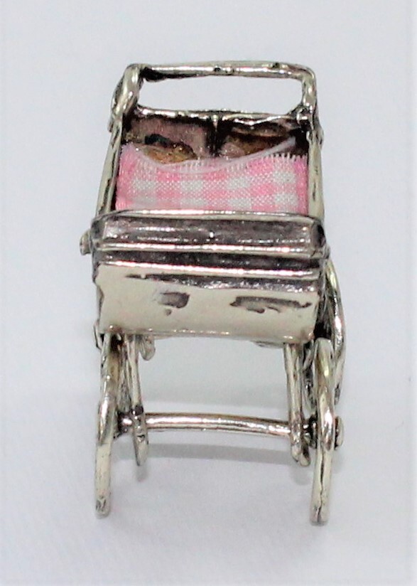 Baby Birth Favor Baby Stroller in Vintage Silver New