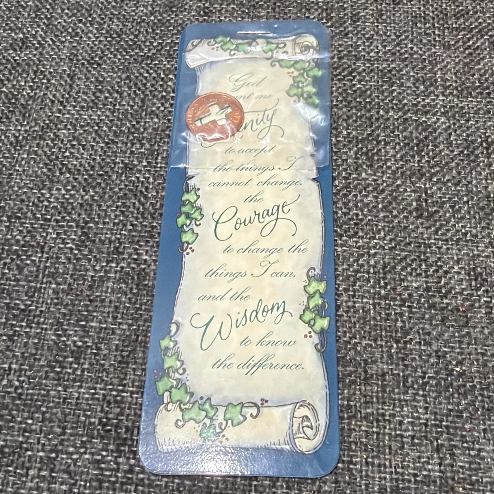 Vintage 1996 Dicksons Serenity Prayer Cross Cutout Penny Bookmark Recovery Gift