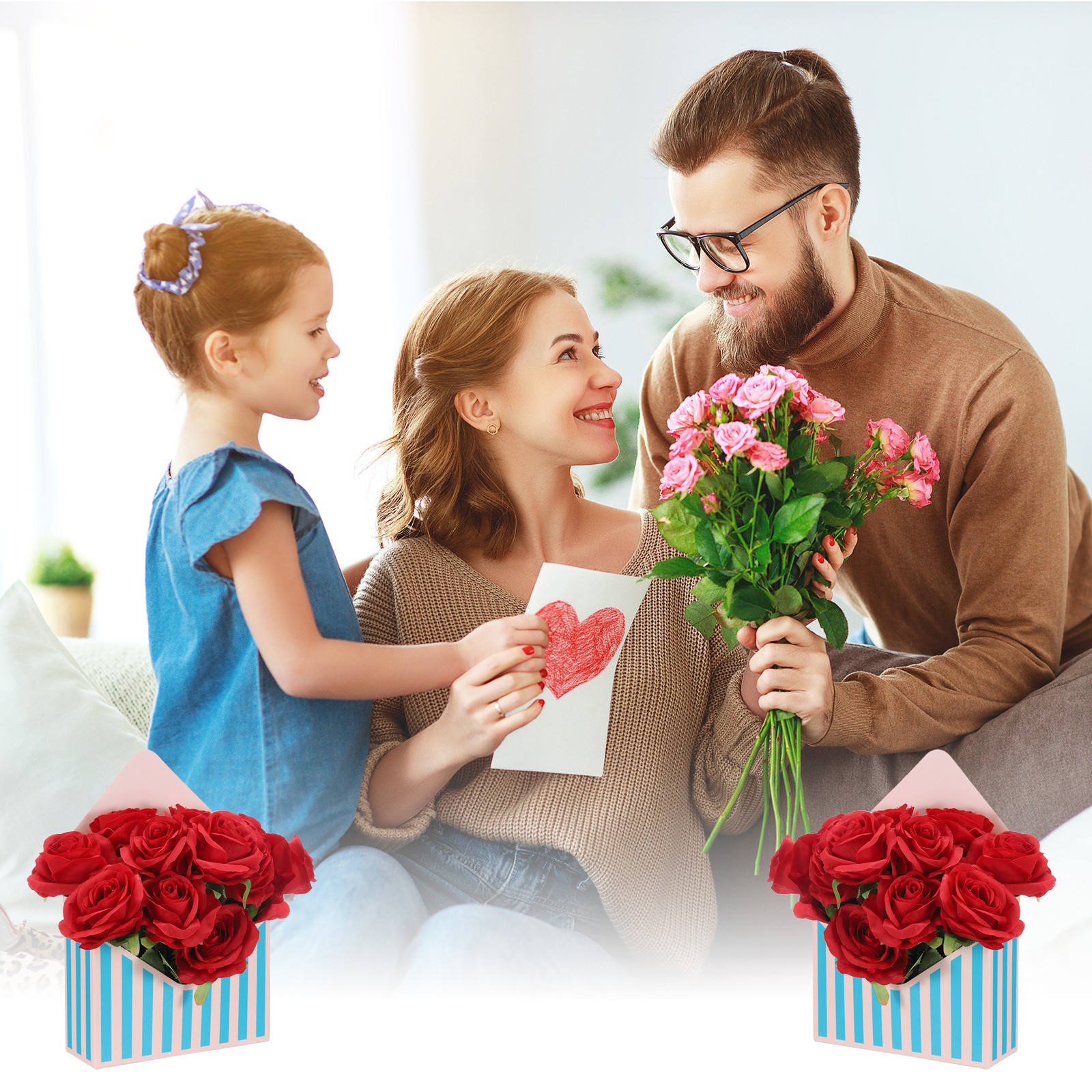 Florist Bouquet Envelope Box, 20 Pack, Blue/Pink