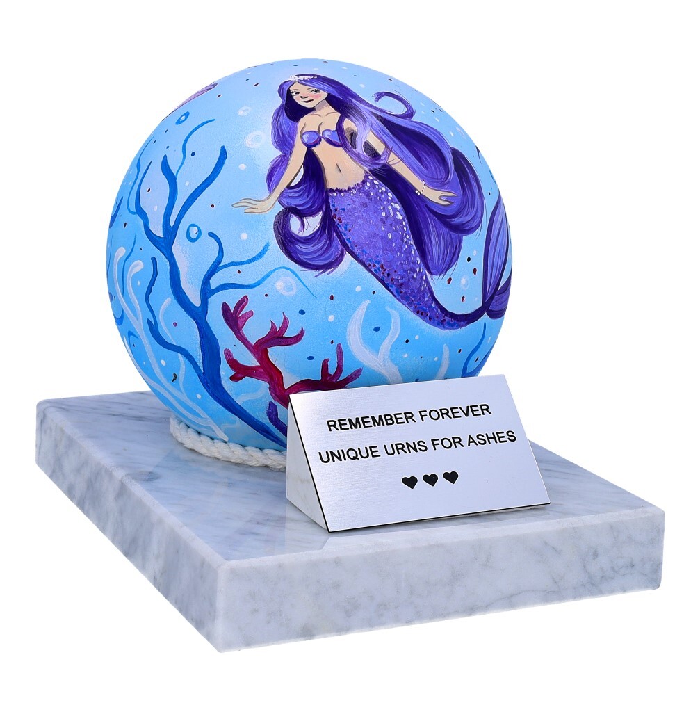 A Little Mermaid child urn for ashes Hand painted cremation urn for baby ashes